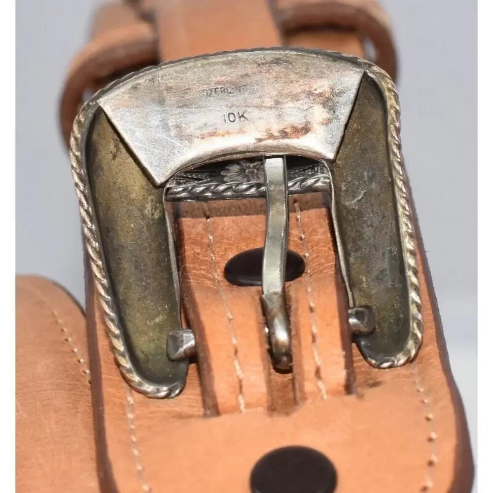 Desperado Leather Gun Belt with Sterling Silver and 10K Gold Buckle